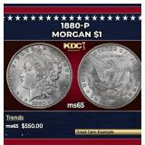 1880-p Morgan Dollar $1 Grades ms65