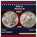 1922-d Peace Dollar $1 ms66 SEGS