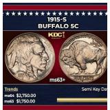 1915-s Buffalo Nickel 5c ms63+ USCG