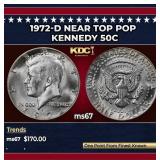 1972-d Kennedy Half Dollar Near Top Pop 50c ms67 S