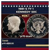1981-s Ty 1 Proof Kennedy Half Dollar 50c pr70 dca