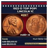 1922-d Lincoln Cent TOP POP! 1c ms66+ rd SEGS