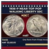 1936-p Walking Liberty Half Dollar Near Top Pop 50