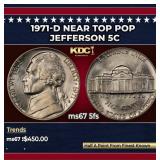 1971-d Jefferson Nickel Near Top Pop 5c ms67 5fs S