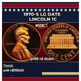 1970-s Lg Date Proof Lincoln Cent 1c pr69 rd dcam