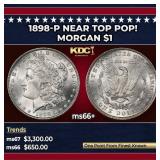 1898-p Morgan Dollar Near Top Pop! $1 ms66+ SEGS