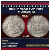 1890-p Morgan Dollar Near Top Pop! $1 ms66 SEGS