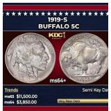 1919-s Buffalo Nickel 5c ms64+ SEGS
