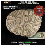 20x 1953 $2 Red Seal United States Note Grades VF