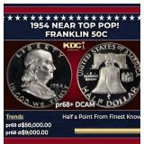 1954 Proof Franklin Half Dollar Near Top Pop! 50c