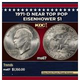 1971-d Eisenhower Dollar Near Top Pop $1 ms67 SEGS