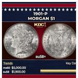 1901-p Morgan Dollar $1 au58+ SEGS