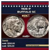 1926-p Buffalo Nickel 5c Grades ms65+