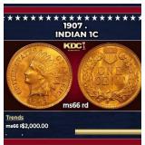 1907 Indian Cent . 1c ms66 rd SEGS