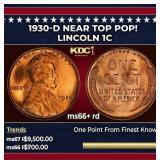 1930-d Lincoln Cent Near Top Pop! 1c ms66+ rd SEGS