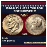 1976-p Ty 1 Eisenhower Dollar Near Top Pop $1 ms66
