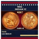1902 Indian Cent . 1c Grades ms64 rd