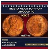 1939-d Lincoln Cent Near Top Pop 1c ms67+ rd SEGS