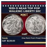 1939-d Walking Liberty Half Dollar Near Top Pop 50