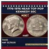 1776-1976 Kennedy Half Dollar Near Top Pop 50c ms6