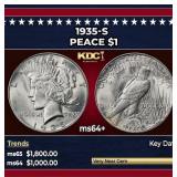 1935-s Peace Dollar $1 ms64+ SEGS