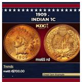 1909 Indian Cent . 1c Grades ms65 rd