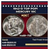 1942-d Mercury Dime TOP POP! 10c ms68+ FSB USCG