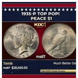 1935-p Peace Dollar TOP POP! $1 ms67 SEGS