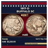 1917-d Buffalo Nickel 5c ms65 SEGS