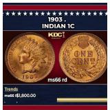 1903 Indian Cent . 1c ms66 rd SEGS