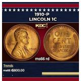 1910-p Lincoln Cent 1c Grades ms66 rd