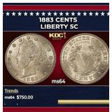 1883 CENTS Liberty Nickel 5c Grades ms64