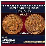 1909 Indian Cent Near Top Pop! 1c ms66+ rd SEGS