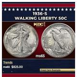 1936-s Walking Liberty Half Dollar 50c Grades ms65