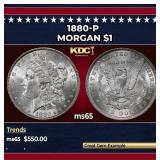 1880-p Morgan Dollar $1 Grades ms65