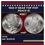 1923-p Peace Dollar Near Top Pop $1 ms67 SEGS