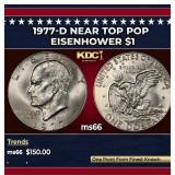 1977-d Eisenhower Dollar Near Top Pop $1 ms66 SEGS