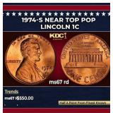 1974-s Lincoln Cent Near Top Pop 1c ms67 rd SEGS
