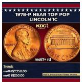 1978-p Lincoln Cent Near Top Pop 1c ms67+ rd SEGS