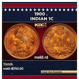 1900 Indian Cent . 1c Grades ms65 rd