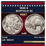 1920-s Buffalo Nickel 5c Grades au58