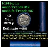 BU Shotgun Jefferson 5c roll, 1978-p 40 pcs Bank $