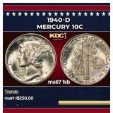 1940-d Mercury Dime 10c ms67 fsb SEGS