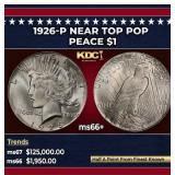 1926-p Peace Dollar Near Top Pop $1 ms66+ SEGS