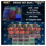 1968-1998 30 Years Proof Set Run - 164 Coins, 31 C