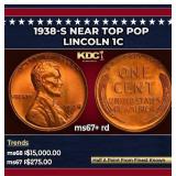 1938-s Lincoln Cent Near Top Pop 1c ms67+ rd SEGS