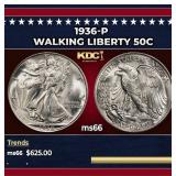 1936-p Walking Liberty Half Dollar 50c Grades ms66