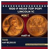 1926-p Lincoln Cent Near Top Pop! 1c ms67 rd SEGS