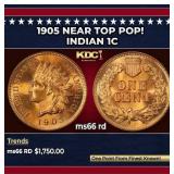 1905 Indian Cent Near Top Pop! 1c ms66 rd SEGS