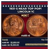 1931-s Lincoln Cent Near Top Pop! 1c ms66 rd SEGS